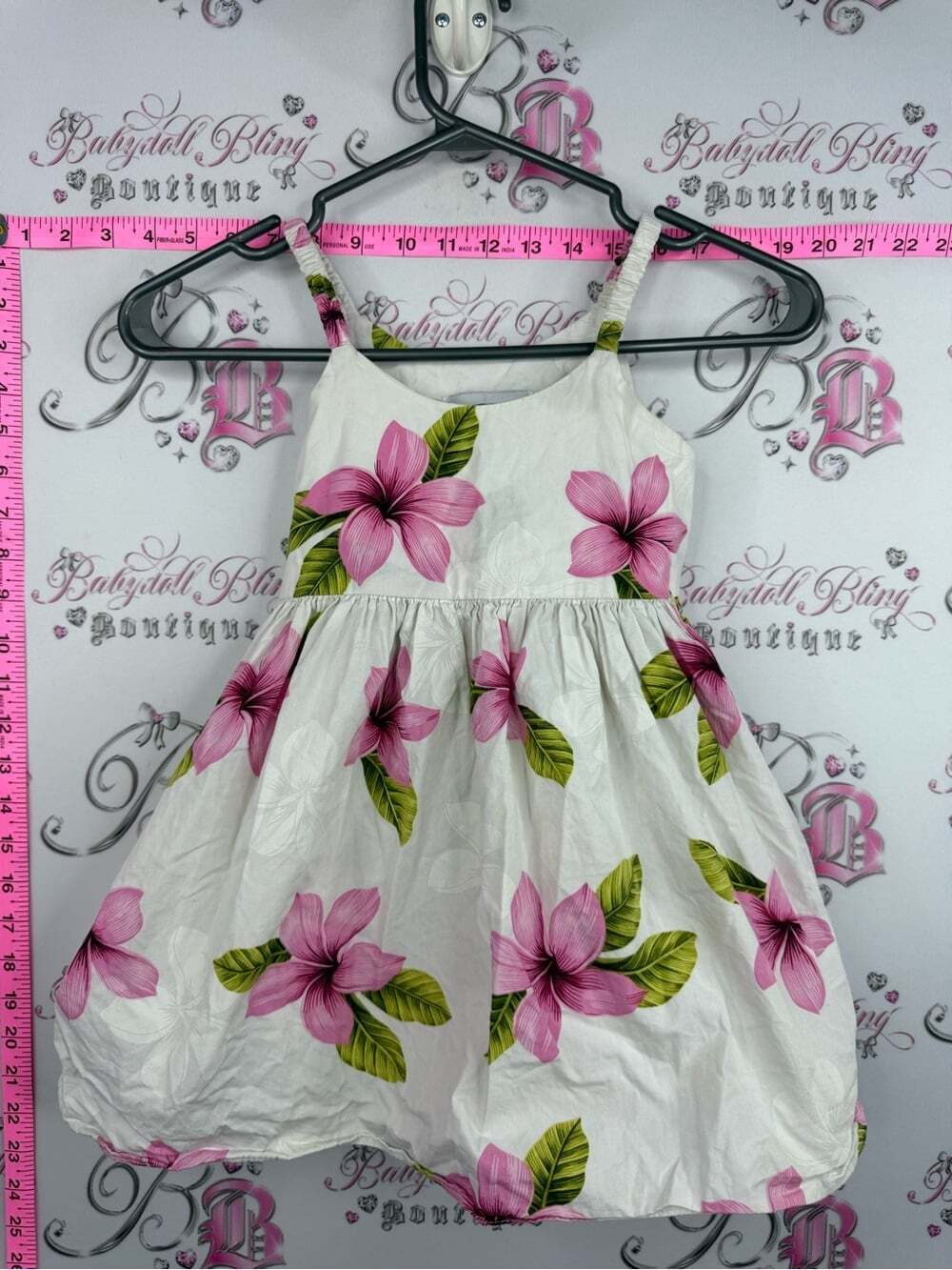 PACIFIC LEGENDS APPAREL Hawaii Girls White Floral Sundress with Pink Flowers